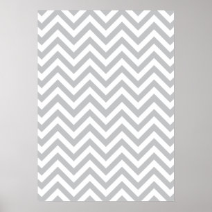 Grey & White Zig Zags Poster