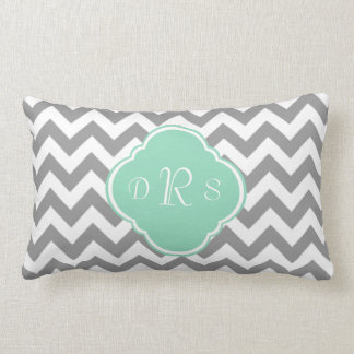 Grey & White Zigzag Custom Monogram Lumbar Cushion