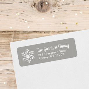 Grey Winter Snowflake Holiday Return Address Label