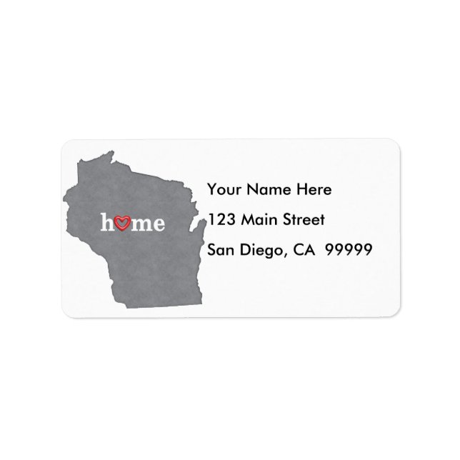 Grey WISCONSIN Home & Open Heart Label (Front)