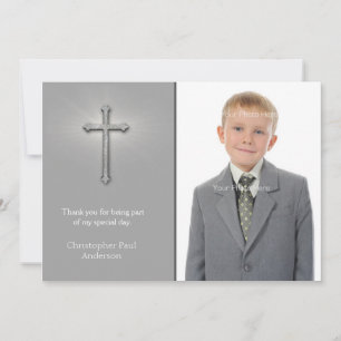 Grey with Cross, Religious Photo Card