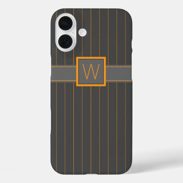 Grey with Orange Pinstripes Case-Mate Case (Back)