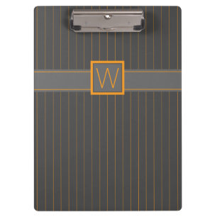Grey with Orange Pinstripes Clipboard