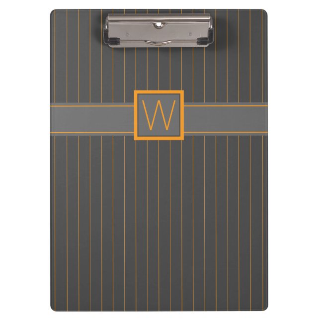 Grey with Orange Pinstripes Clipboard (Front)