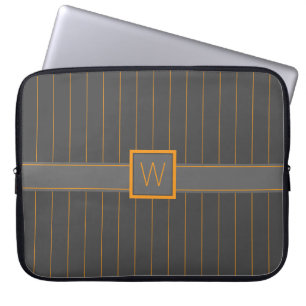Grey with Orange Pinstripes Laptop Sleeve