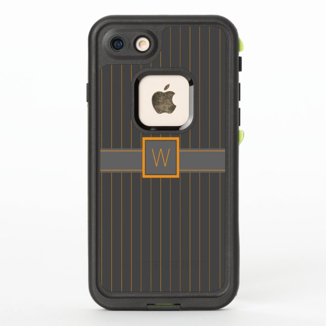 Grey with Orange Pinstripes Lifeproof Case (Back)