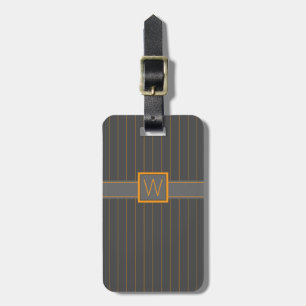 Grey with Orange Pinstripes Luggage Tag