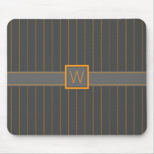 Grey with Orange Pinstripes Mousepad