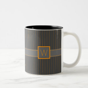 Grey with Orange Pinstripes Mug