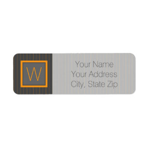 Grey with Orange Pinstripes Return Address Label