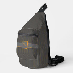 Grey with Orange Pinstripes Sling Bag