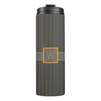 Grey with Orange Pinstripes Thermal Tumbler