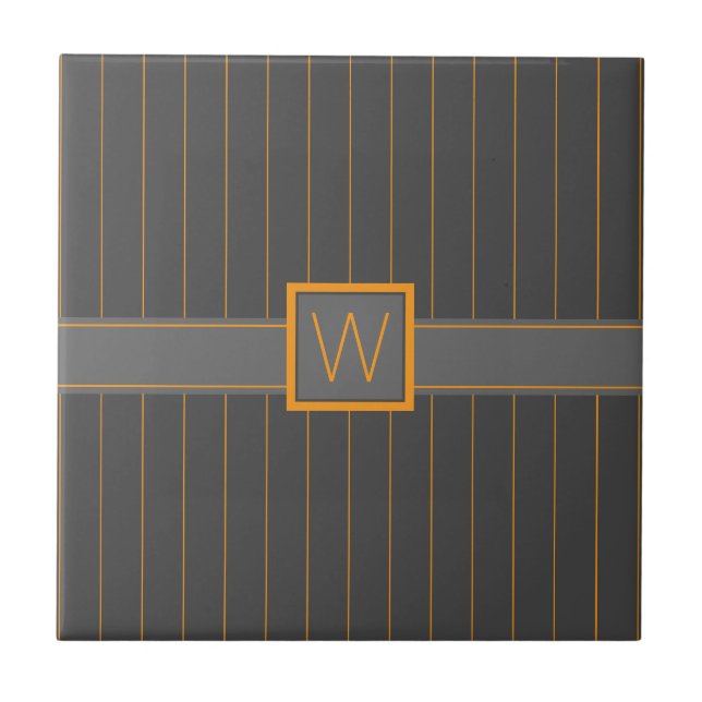 Grey with Orange Pinstripes Tile (Front)