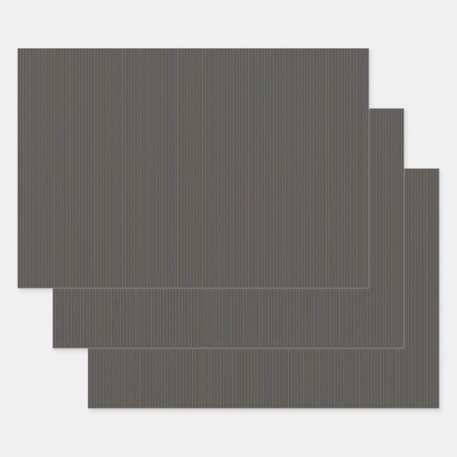 Grey with Orange Pinstripes Wrapping Paper Set (Set)