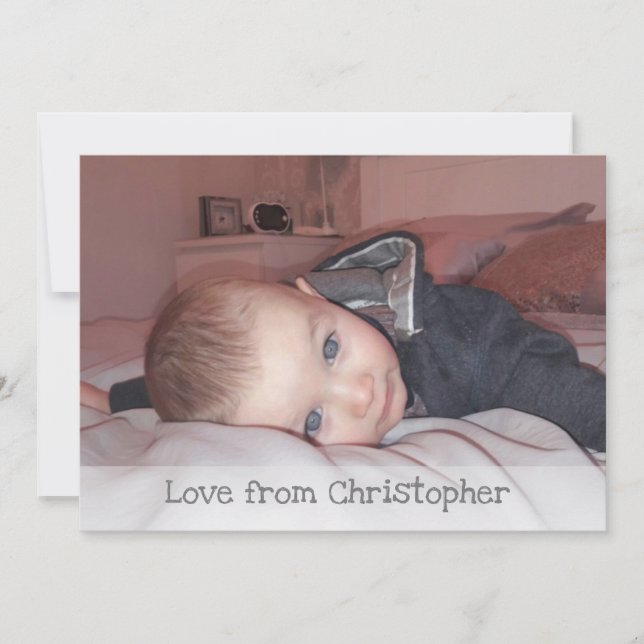 Grey with photo and name thank you card (Front)