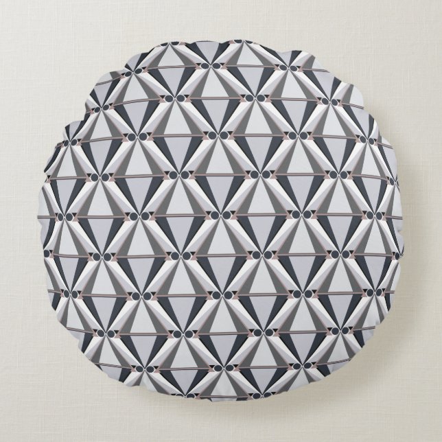 Grey with Pink Round Cushion (Front)