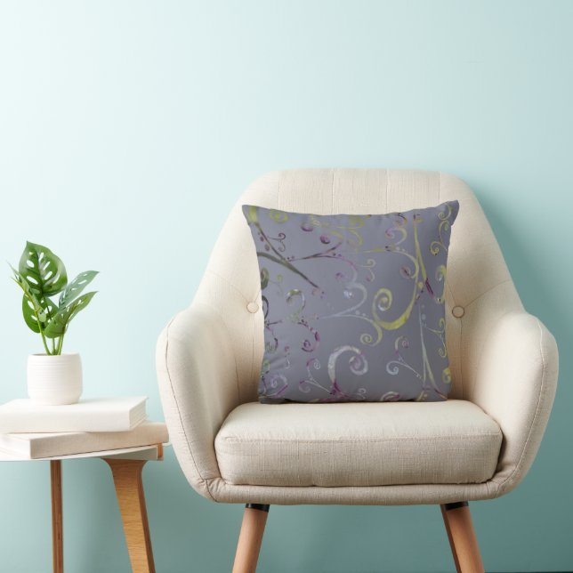 Grey with Scrolls Cushion (Chair)