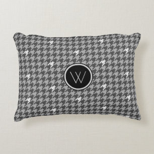 Grey with Silver Accent Houndstooth Accent Pillow