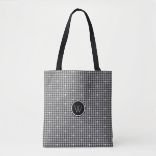 Grey with Silver Accent Houndstooth Bag
