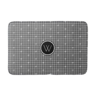 Grey with Silver Accent Houndstooth Bath Mat