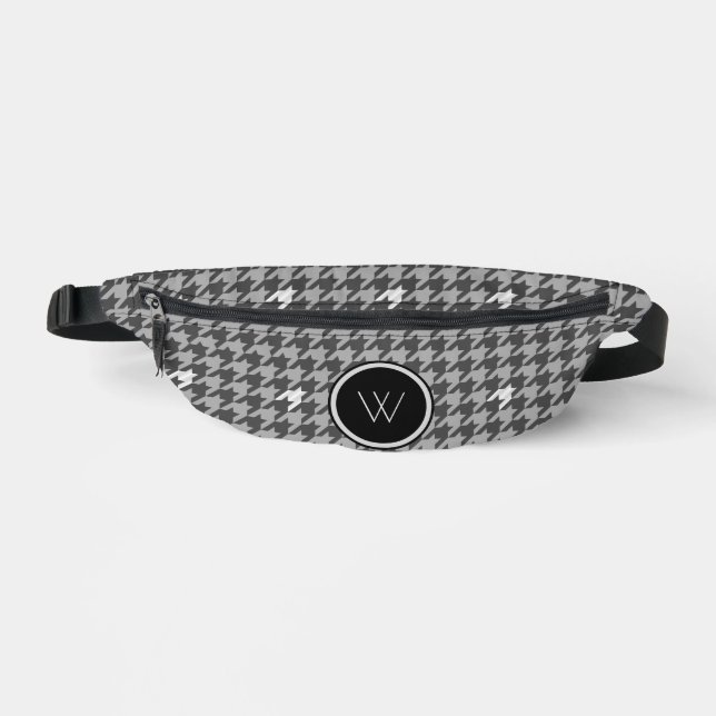 Grey with Silver Accent Houndstooth Bum Bags (Front)