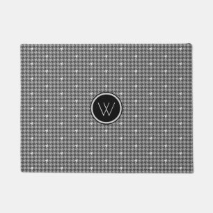 Grey with Silver Accent Houndstooth Doormat