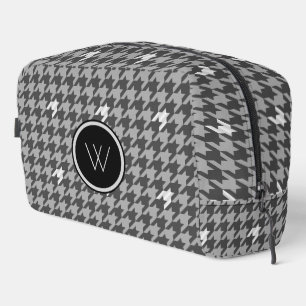 Grey with Silver Accent Houndstooth Dopp Kit