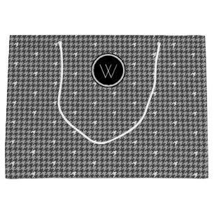 Grey with Silver Accent Houndstooth Gift Bag