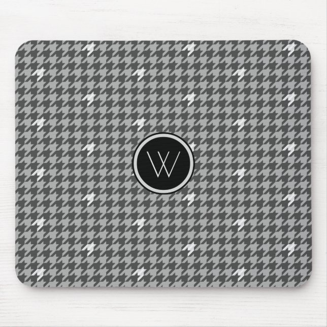 Grey with Silver Accent Houndstooth Mousepad (Front)