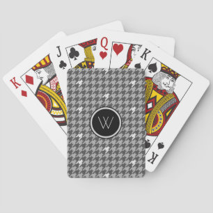Grey with Silver Accent Houndstooth Playing Cards