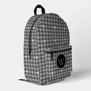 Grey with Silver Accent Houndstooth Printed Backpack