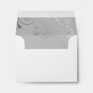 Grey with Silver Lace Inside White Wedding RSVP Envelope