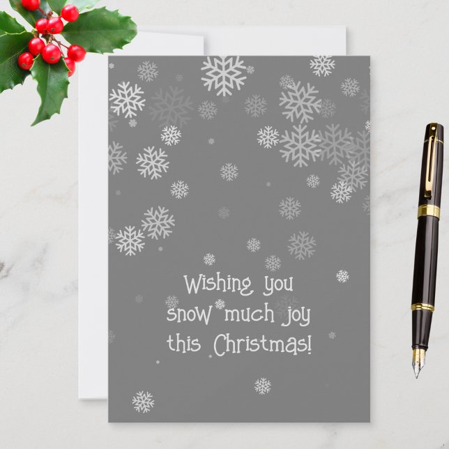 Grey with White Snowflakes Christmas Holiday Card (Creator Uploaded)