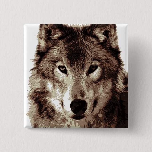 Grey Wolf 15 Cm Square Badge (Front)
