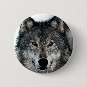 Grey Wolf 6 Cm Round Badge