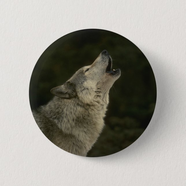 Grey Wolf 6 Cm Round Badge (Front)