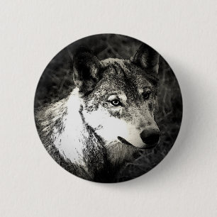 Grey Wolf 6 Cm Round Badge
