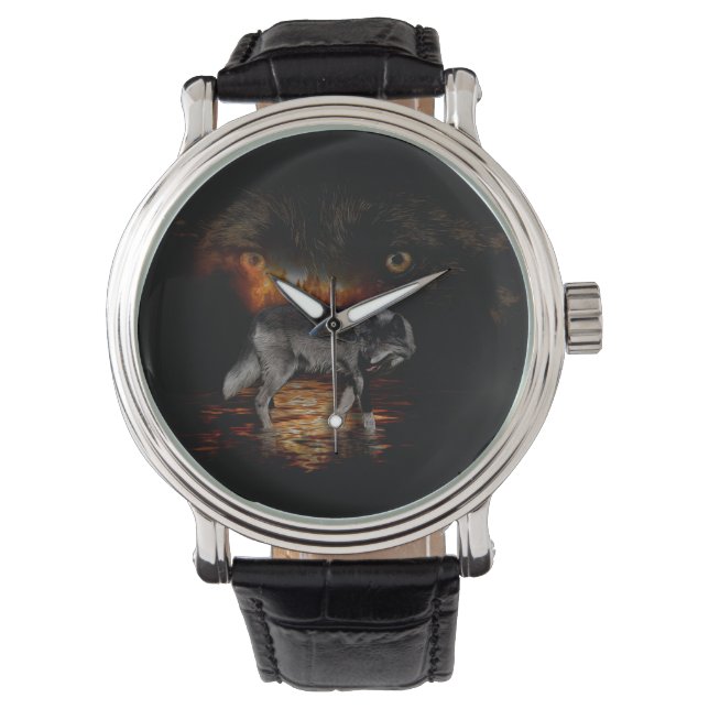  Grey Wolf and Wildfire Design    Watch (Front)
