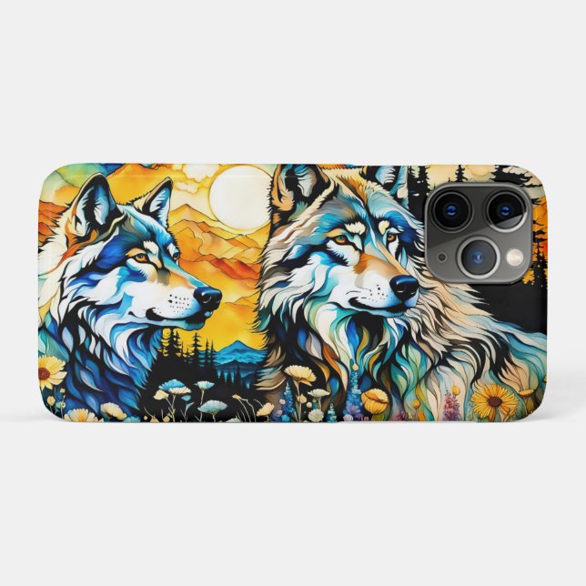 Grey wolf and Wildflowers Case-Mate iPhone Case (Back (Horizontal))
