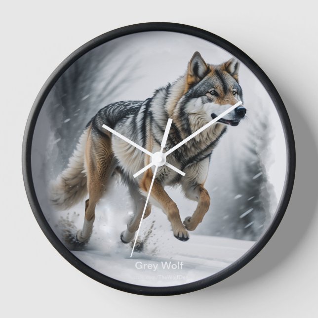 Grey Wolf Animal Art Clock (Front)