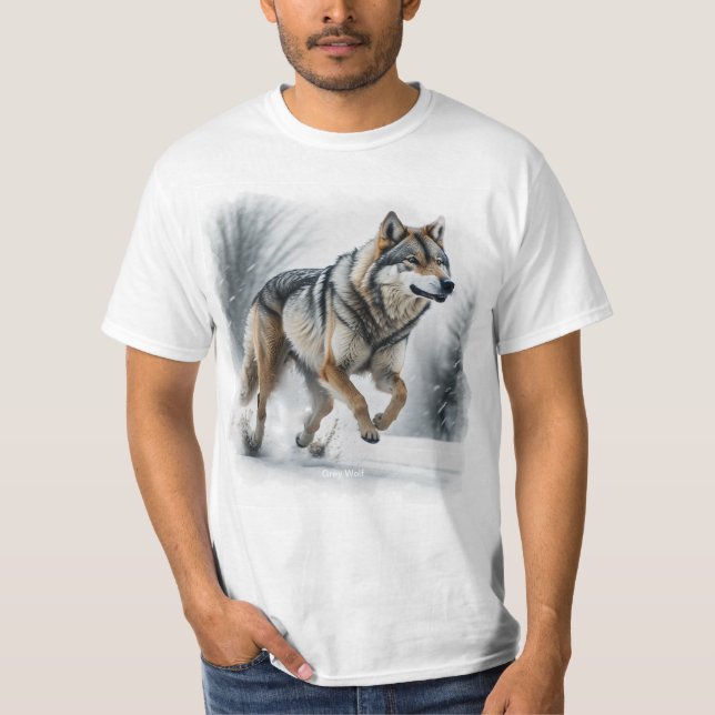Grey Wolf Animal Art T-Shirt (Front)