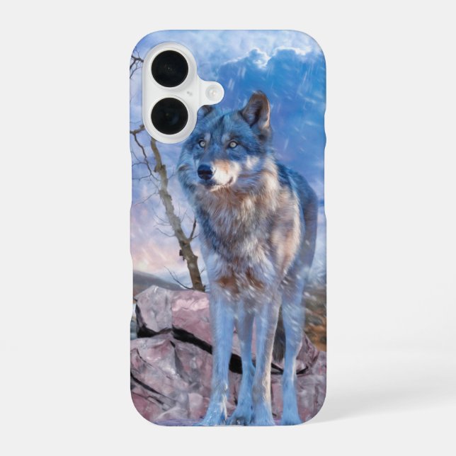 Grey Wolf ANSWER THE CALL iPhone 16 Case (Back)