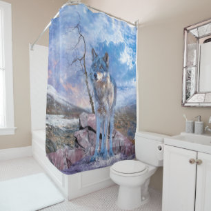 Grey Wolf "ANSWER THE CALL" Shower Curtain