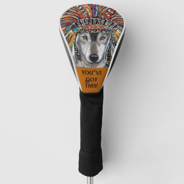 Grey Wolf Art Golf Head Cover (Front)