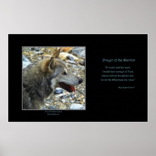 GREY WOLF Art Poster & Wilderness Poem (Front)