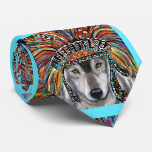 Grey Wolf Art Tie