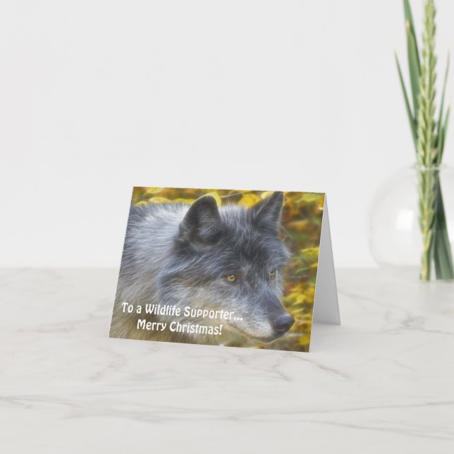 Grey Wolf Art Wildlife Supporter Xmas Card (Front)