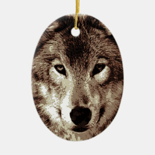 Grey Wolf Ceramic Ornament
