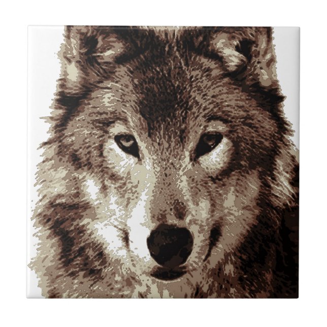 Grey Wolf Ceramic Tile (Front)