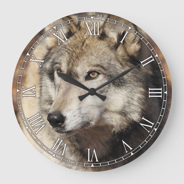 Grey Wolf Decorative Wall Clock (Front)